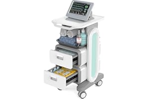 QAUSOU Medical Carts with Wheels, Mobile Ultrasound Cart, Rolling Dental Carts with Drawers, Professional Trolley Cart with Trays for Hospital Clicnic Lab Beauty Salon