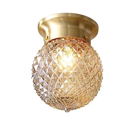 Noxarte Pineapple Style Ceiling Light Art Design Brass Body Glass