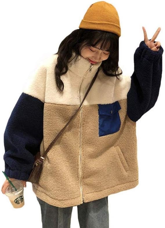 Amazon Tanggo ボアブルゾン レディース ボアジャケット フリース コート もこもこ アウター ボアコート 厚手 防寒 秋冬 カジュアル ゆったり 暖かい おしゃれ ファッション 人気 通勤 通学 ブラウン コート ジャケット 通販