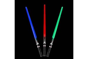 MewduMewdu Light up Saber Toy (3 Pack) with Electronic Lights and Sound Effect for Kids and Adults, Red Blue Green LED Retractable Force FX Saber Toy as Halloween, Party, Holiday Accessory and Gift