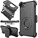 iPhone 7 Case, E LV iPhone 7 Case - Dual Layer Armor Defender Protective Case Cover with kickstand and Belt Swivel Clip for Apple iPhone 7 - [BLACK]