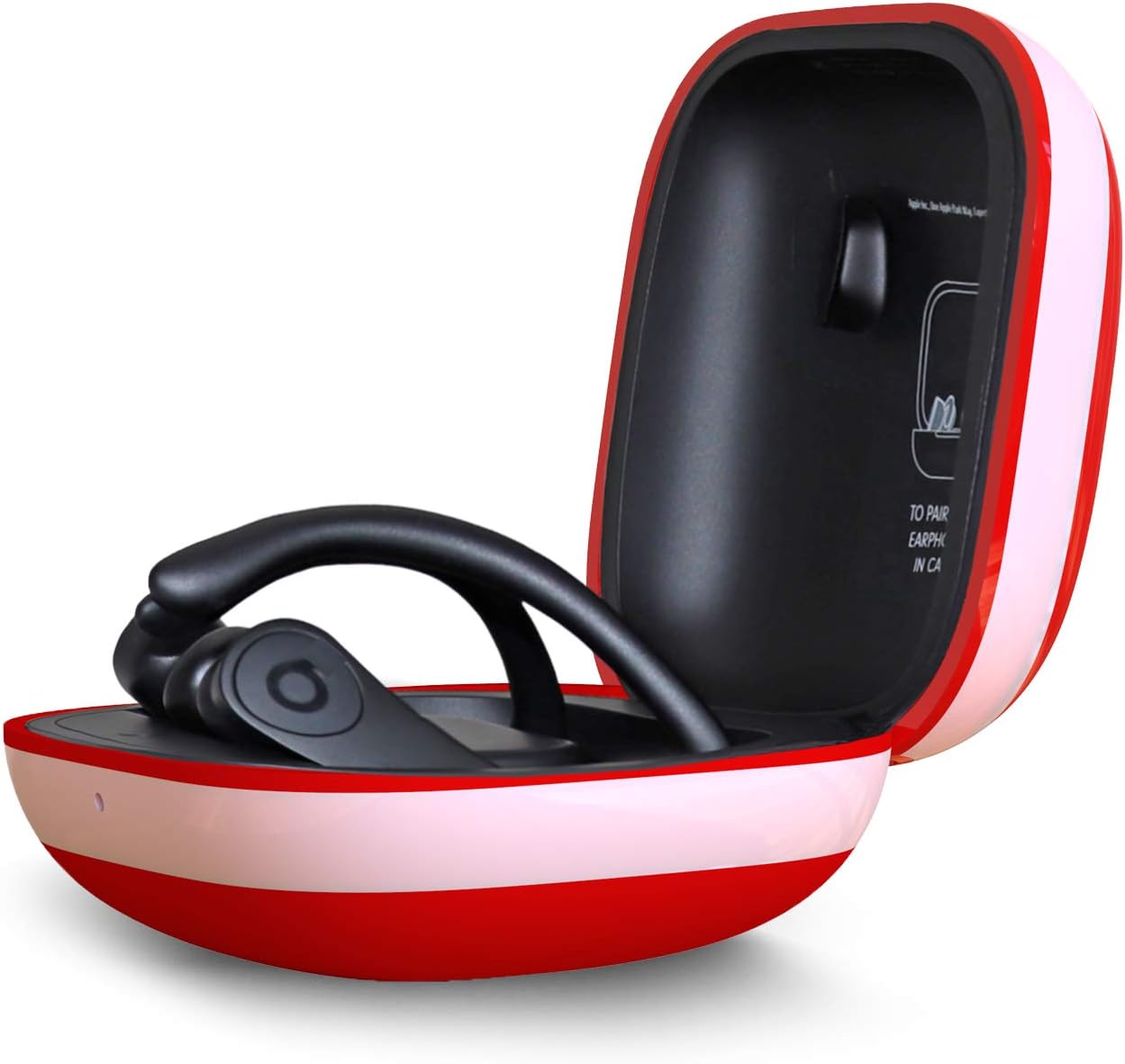 Coffea Protective Silicone Case for Beats Powerbeats Pro 2019 (White Edge, Red)