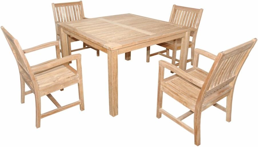 Amazon Com Anderson Teak Rialto Dining Armchair 47 Square Table With Small Slats Set Macaw Garden Outdoor