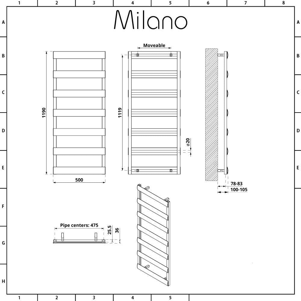 Hudson Reed Gradus Radiador Toallero Plato Aluminio Antracita ...