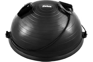 ZELUS Balance Ball Trainer with Resistance Bands & Foot Pump, Inflatable Yoga Ball for Home Gym Workouts, 23 Inch Exercise Ha