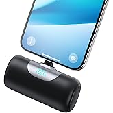 Mini Portable Charger for iPhone,Upgraded 22.5W PD Fast Charging 5500mAh Ultra-Compact Power Bank,LCD Display Plug-in Cute Battery Pack Travel Essentials for iPhone 14/14Pro/13/12/11/X/8/7/6 (Black)