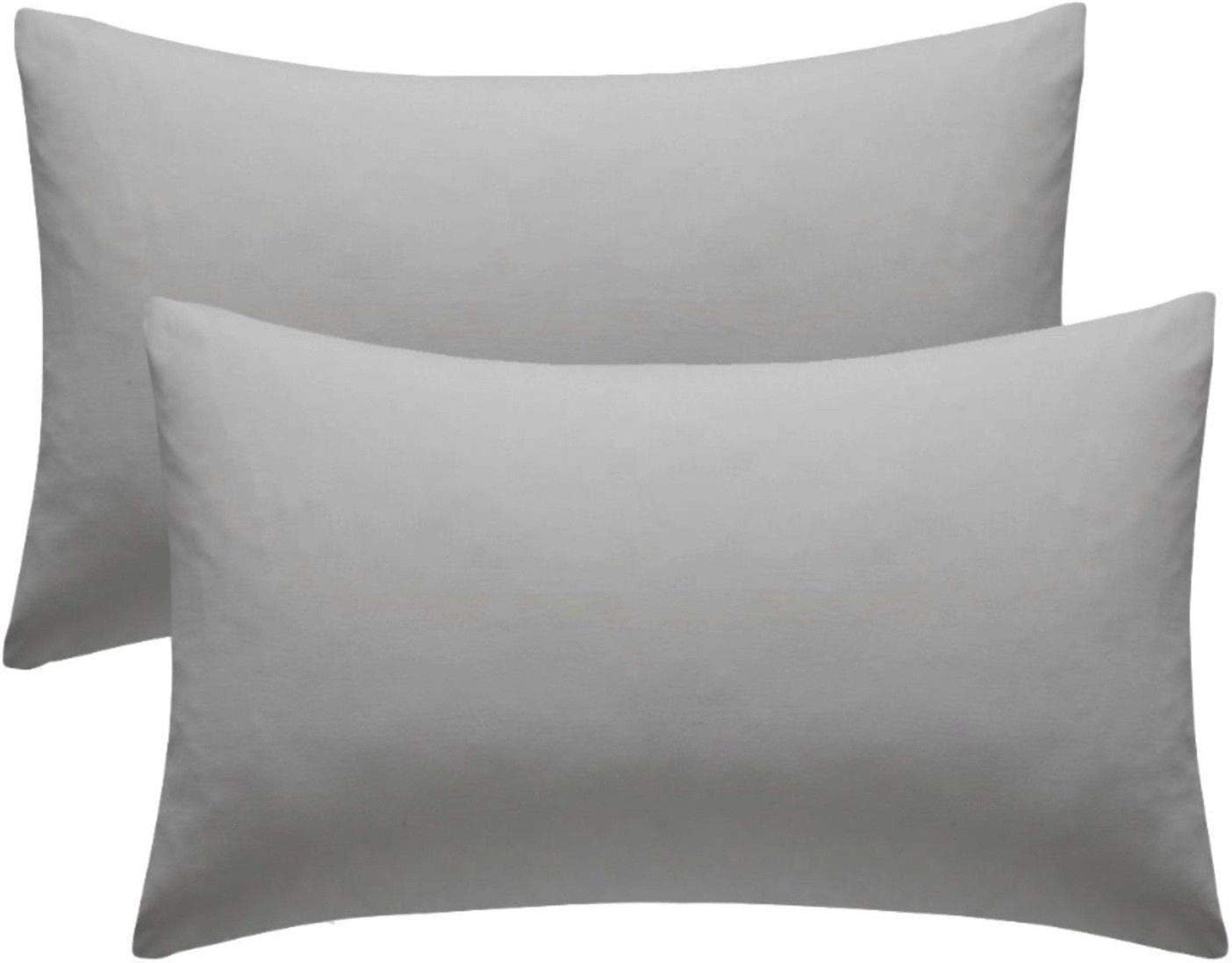 Pillow cases 2 pack 2 x Pillow Case Cases Polycotton Housewife Pillow Pair Pack Bedroom Pillow Cover (Grey)