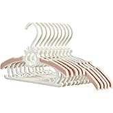 Komost Baby Kids Clothes Hangers, 10 Pack Toddler Infant Nursery Childrens Hanger for Closet, Plastic Adjustable Stackable Hangers for Baby Clothes, Pink