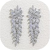 Crysdue Women's Wedding Drop Cluster Dangle Earrings for Brides Bridesmaid, Bridal Cubic Zirconia Jewelry for Prom Pageant Anniversary