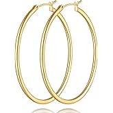 vuiikhir 14K Gold Earrings for Women 14K Gold Hoop Earrings for Women Trending Hoop Earring for Womens Hoops Minimalist Design and Timeless Elegance with Three Sizes Elegant Hoops Earring for Womens 35/45/55mm
