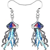 NEWEI Funny Enamel Whale Octopus Jellyfish Shark Earrings Seahorse Dangle Beach Jewelry for Women Hawaiian Gifts