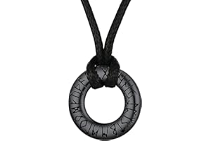 FaithHeart Norse Viking Rune Necklace with Adjustable Braided Leather/Stainless Steel Rope Chains for Men Women, Vintage Amulet Jewelry Gift with Delicate Box