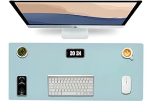 RHONZHAO Desk Pad Protector Office Desk Mat, Non-Slip Large Mouse Pad, Waterproof Desk Blotter Protector, Desk Pad for Keyboard and Mouse Writing Mat for Office and Home (Blue, 31.5"x15.8")