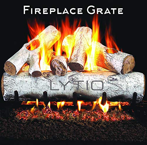 LYTIO Heavy Duty Fireplace Log Grate with Solid Steel Bars for Chimney and Wood Stove | for Indoor and Outdoor Fire Place Kindling Tools Pit| Firewood Burning Rack Holder Black 29 inches Wide