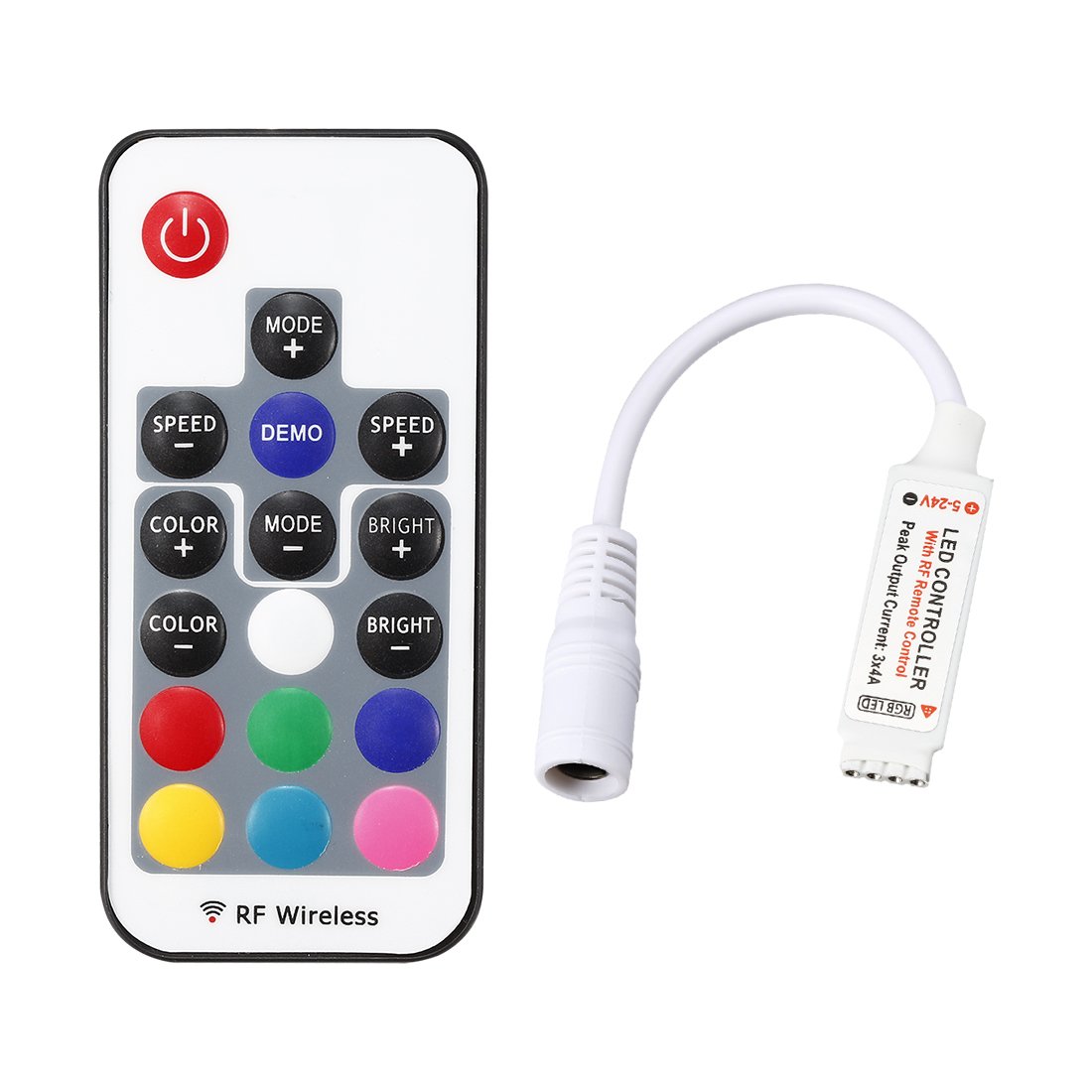 Sourcingmap DC 5-24V Mini LED Controller Dimmer 17Keys RF Remote Control for RGB Light Strip