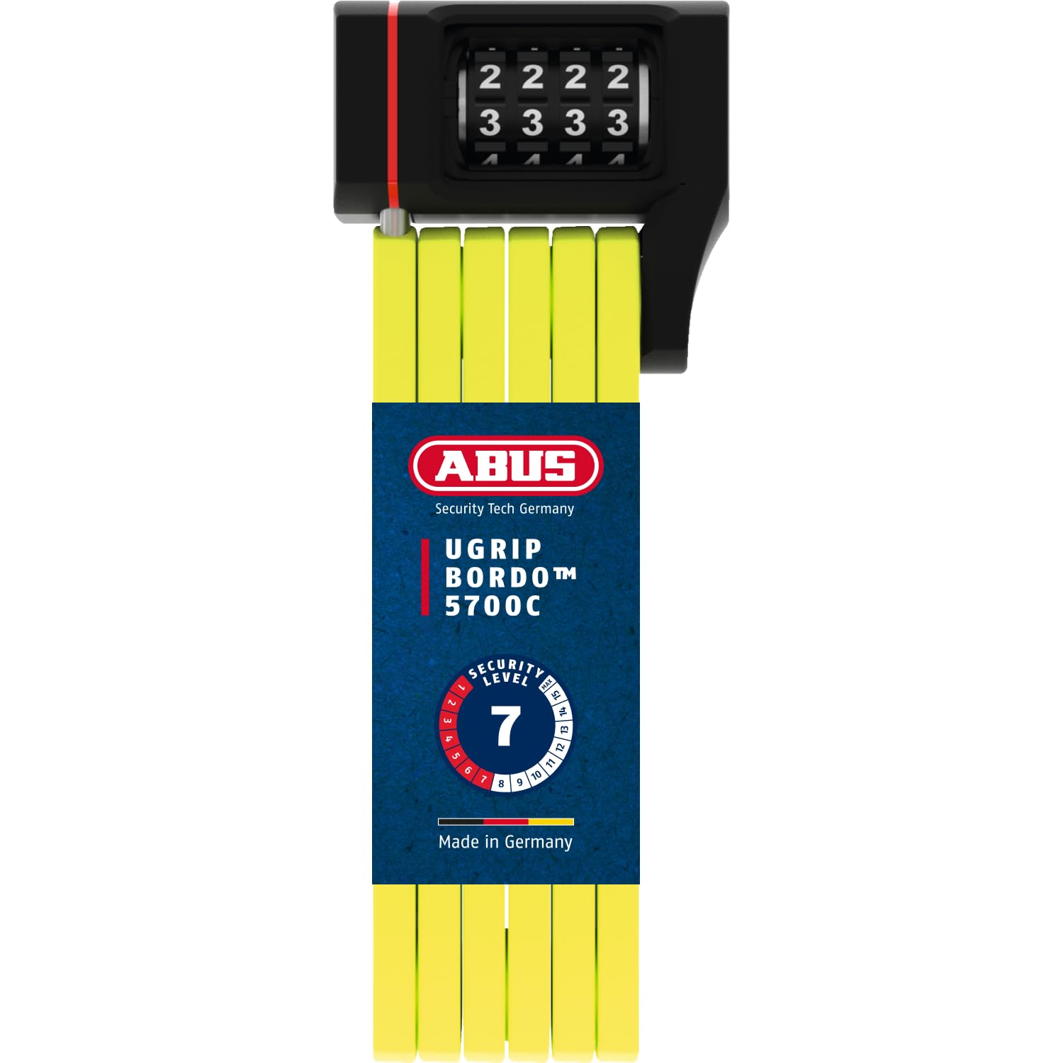 ABUS Bordo uGrip 5700C SH folding lock with bracket - Bicycle lock with combination code and 5 mm thick bars - security level 7