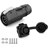 CNLINKO Gold-Plated 6 Pin Quick Electrical Plastic Circular IP68 Connector Male Female Plug Connector, M12 Electrical Male Female Plug Socket (6 Pin)