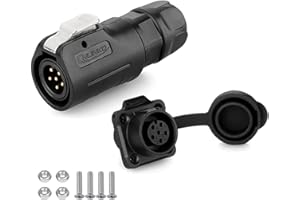 CNLINKO Gold-Plated 6 Pin Quick Electrical Plastic Circular IP68 Connector Male Female Plug Connector, M12 Electrical Male Female Plug Socket (6 Pin)