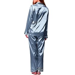 Womens Satin Pajamas Set Long Sleeve Sleepwear