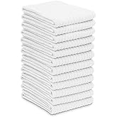 ZUPERIA Bar Mop Kitchen Towels - Pack of 12 (16"x19”) 100% Ring Spun Cotton - Dish Washcloths For Superb Cleaning and Less Lint - Highly Absorbent Dish Cloths and Dish Towels For Everyday use (White)