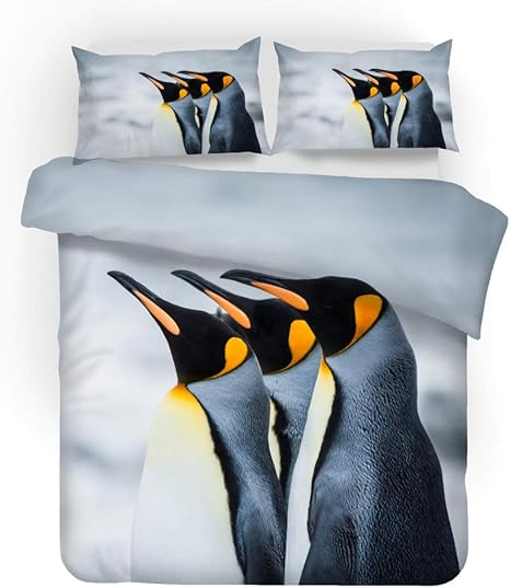 Amazon 赤ちゃんペンギン子布団シングルセット 子供3個セットブルーピンクカラフルイージーケア1布団カバー 2枕カバー C Superking260 2cm 寝具カバーセット オンライン通販