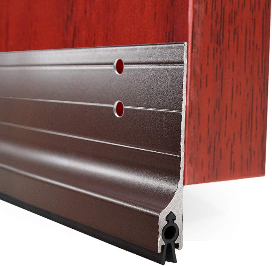 Draft Stoppers - USUKUE 42 inch Door Draft Stopper Bottom Mice Seal Strip Metal Blocker, Aluminium Mouse Sweep 2