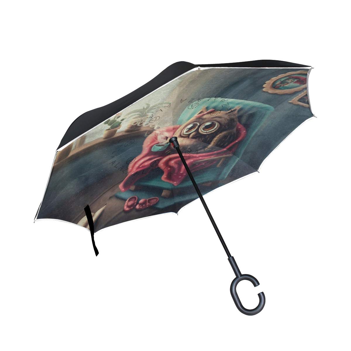 完売 All Agree 逆傘 ヒップスター 犬の足跡 骨 反転傘 リバーシブル ゴルフ 車 旅行 雨 アウトドア ブラック One Size カラー3 B07mmt3j3d 新しいコレクション Henrylipatov Com