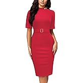 Miusol Women's Retro Half Collar Elegant Style Work Pencil Dress