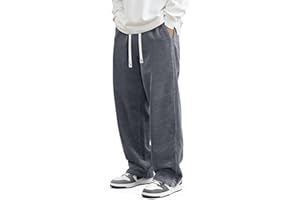 JMIERR Mens Corduroy Pants Casual Baggy Pants Wide Leg Loose Fit Joggers Sweatpants Elastic Waist Drawstring with Pockets