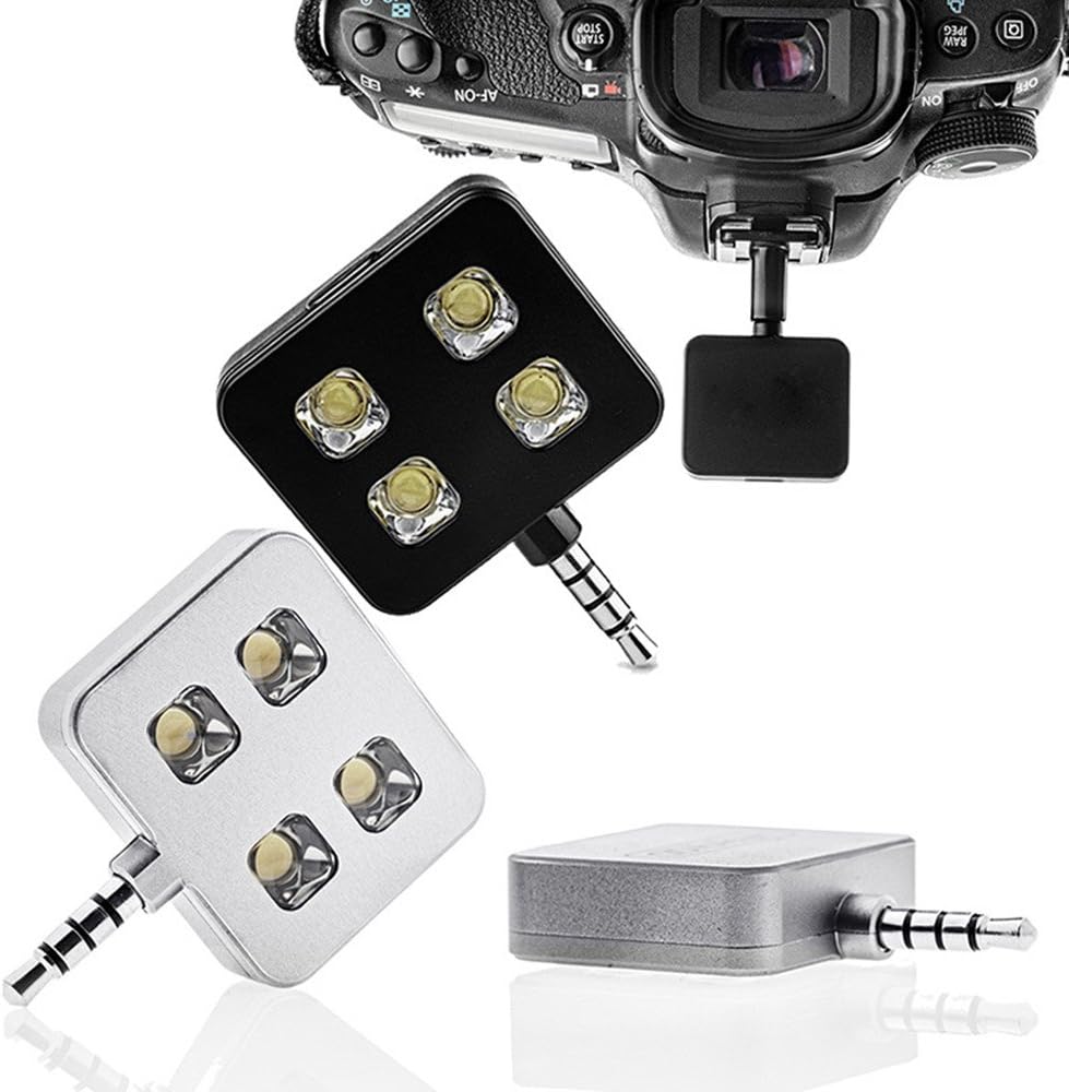 Global tesco Fill light, Mini 4 Leds Flash Fill-light for iOS, Android and Wp8 Smartphones and Tablet Laptop Computers (Black)