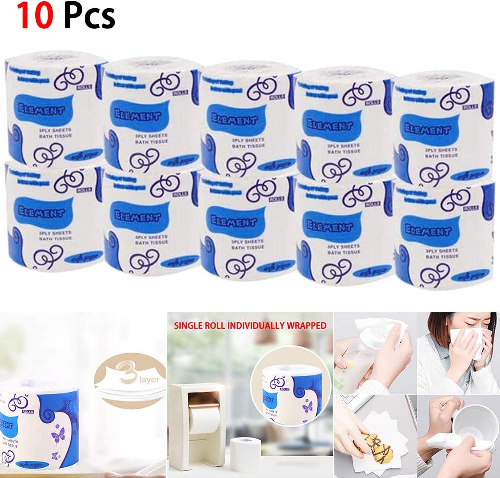 FADZECO 1/5/10 Rolls Toilet Paper Bulk Bath Tissue Bathroom Soft White 3 Ply Kitchen Soft