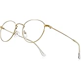 RB.Pilot Small Metal Round Reading Glasses for Women Men Classic Vintage Retro Shades Blue Light Blocking Computer Readers