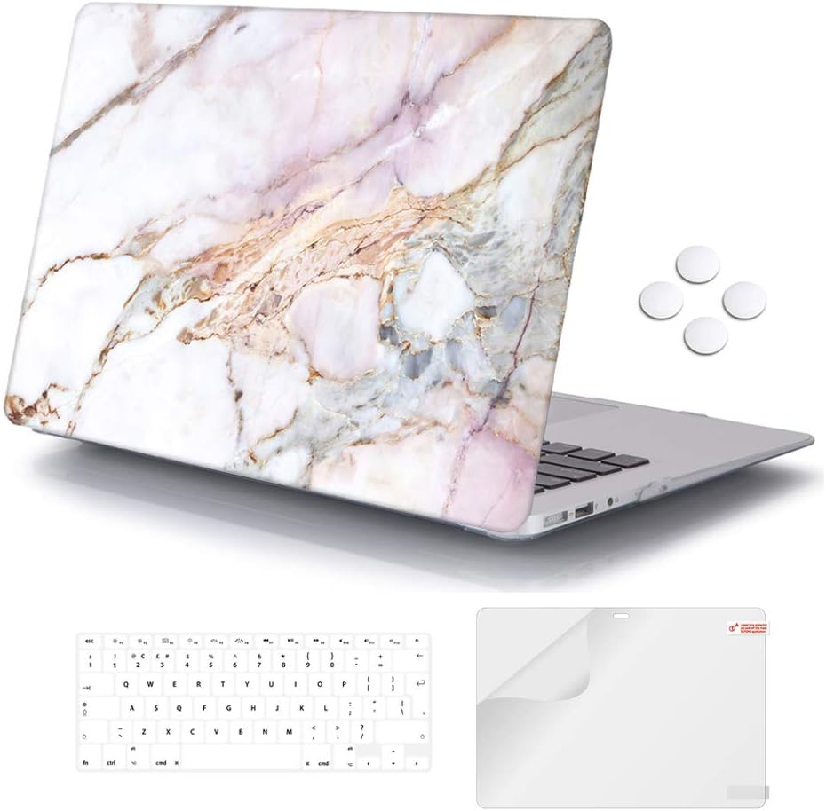 iCasso MacBook Air 13 inch Case Release 2010-2017 Older Version, Plastic Pattern Hard Shell Protective Case&Keyboard Cover Only Compatible with MacBook Air 13 Inch Model A1369/A1466 - Colorful Marble