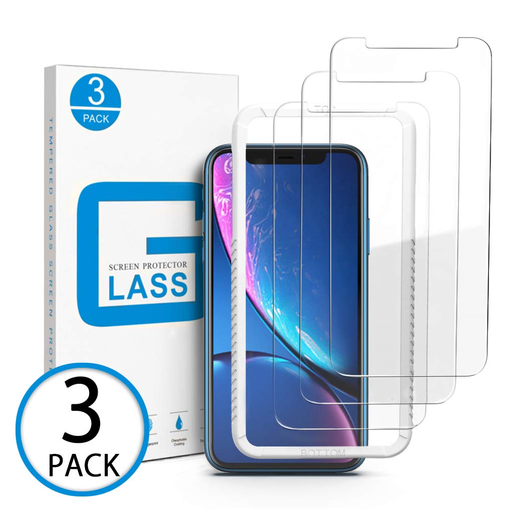 Marge Plus Compatible with iPhone XR Screen Protector, [3pack] Clear HD Tempered Glass Screen Protector Anti-Scratch 2.5 D Curved Edge 6.1 Inch with 99% Touch Accurate