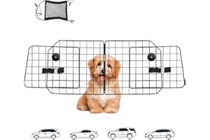 ERYTLLY Dog Car Barriers, Dog Barrier for SUV, Vehicles, Dividers, Dog Barrier for Car Heavy Duty Wire Adjustable Car Dog Barrier with Front Seat Mesh Pet Barrier Net Organizer (Black)