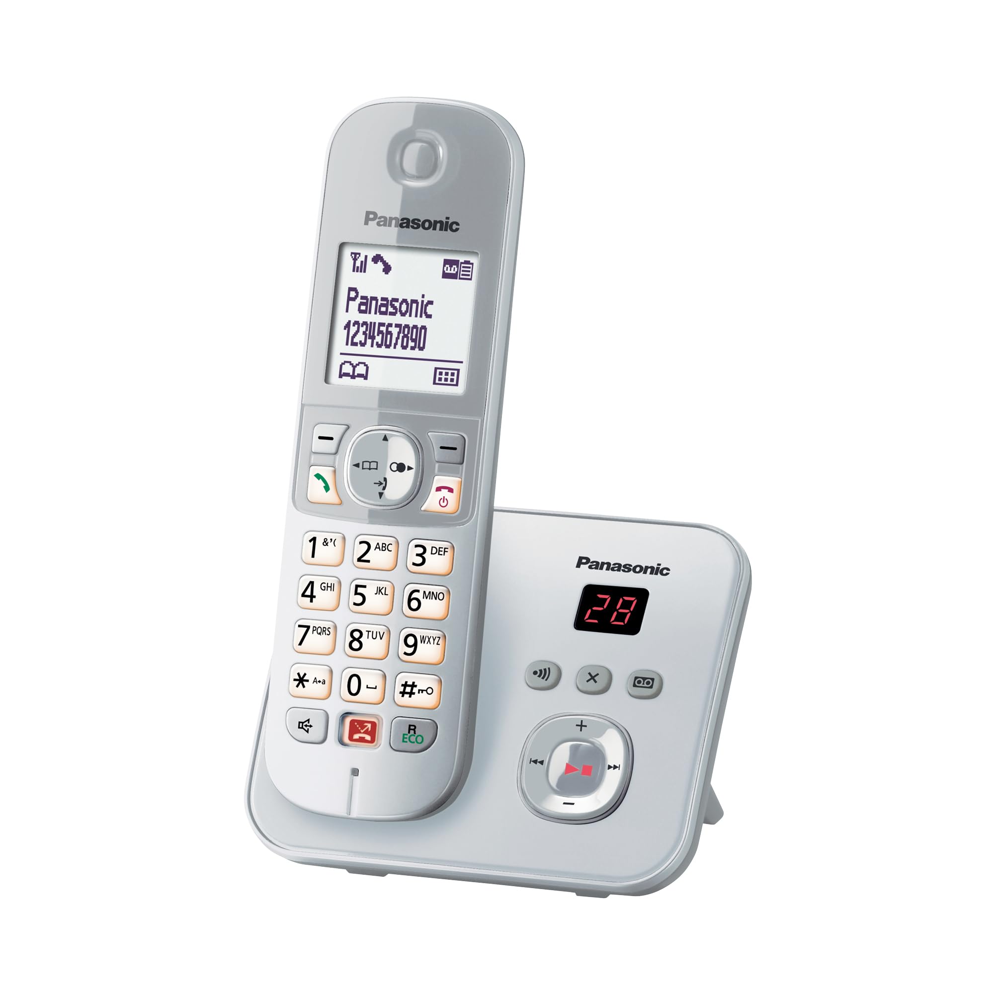 Panasonic KX-TG6861GS Schnurlostelefon mit Anrufbeantworter (Bis zu 1.000 Telefonnummern sperren, übersichtliche Schriftgröße, lauter Hörer, Voll-Duplex Freisprechen) perl-Silber