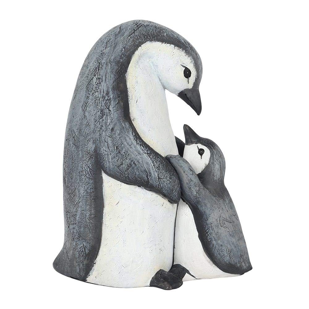 Gorgeous Mother & Baby Penguin Display Ornament - 13cm x 11cm (1 Pc.) - Unique Resin Decor -for Mother's Day, Black