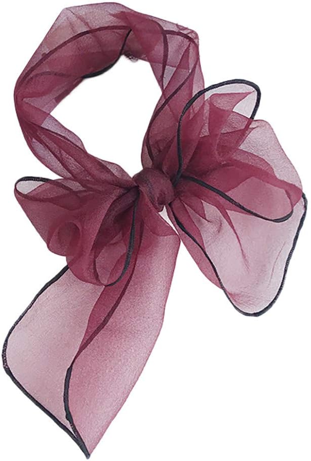 FEDULK Chiffon Scarf for Women Retro Vintage Elegant Ribbon Satin Feel Ladies Small Head Wraps Neck Scarves