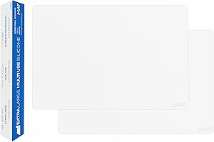 gasaré, Set of 2, Extra Large, Thick, Silicone Mats for Kitchen Counter, Heat Resistant Mats, Countertop Protector, Non-Slip, Easy to Clean, 25 x 17 Inches x 1.4mm, White