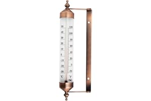 THERMOMETER WORLD Outside Thermometer with Bronze Effect Design - Stylish 9.5 Inch Decorative Outdoor Thermometer Waterproof Suitable for Outside Wall Garden Greenhouse Patio Garage