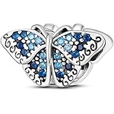 Parmuz 925 Sterling Silver Charm for Bracelet Necklace Dangle Love Mom Ocean travel Butterfly Party Charm Beads Pendants DIY Jewelry for Women