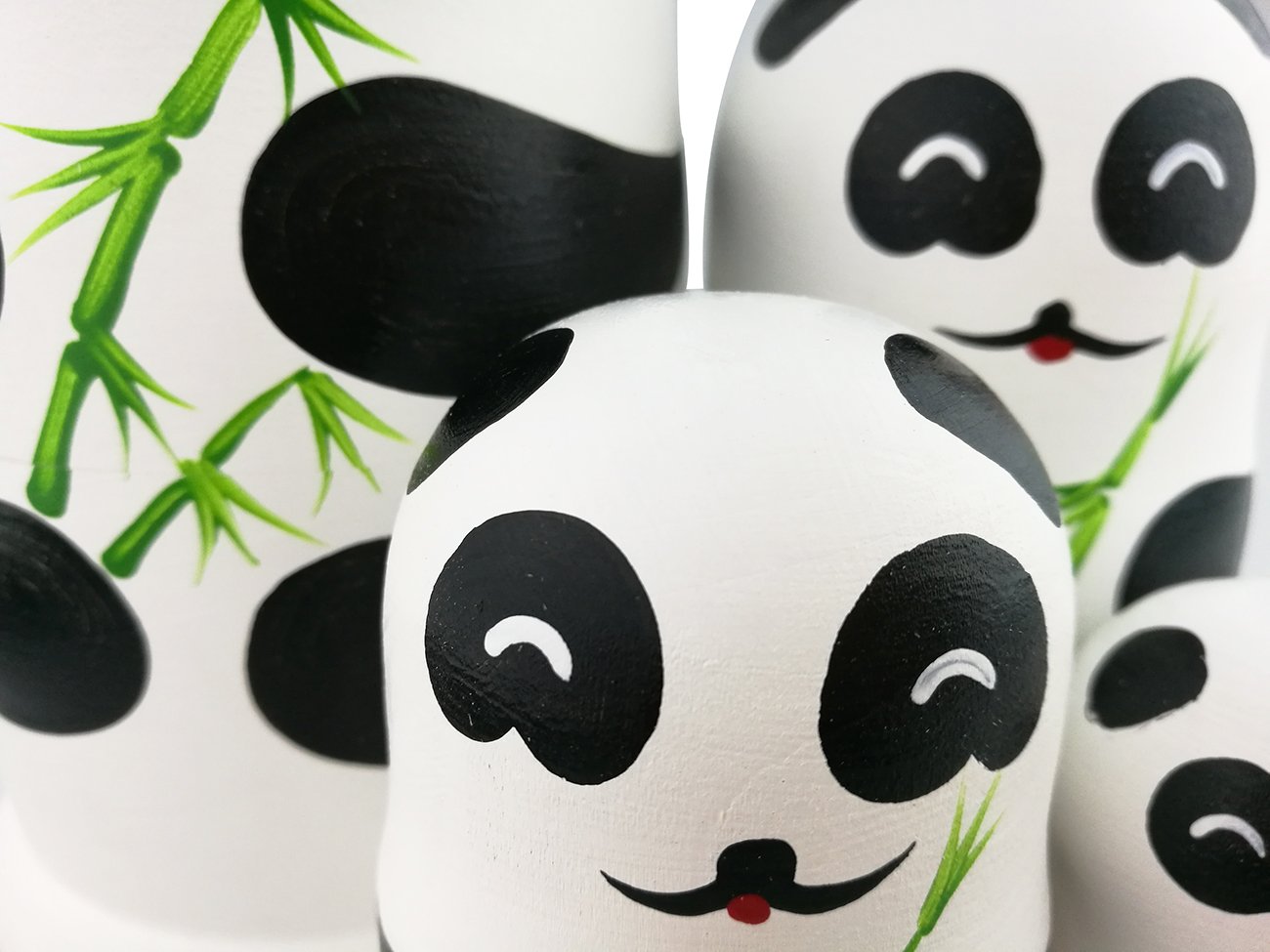 Winterworm® Adorable Lovely Panda Holding Bamboo Handmade Wooden Russian Nesting Dolls Matryoshka Dolls Set 7 Pieces for Kids Toy Birthday Home Decoration