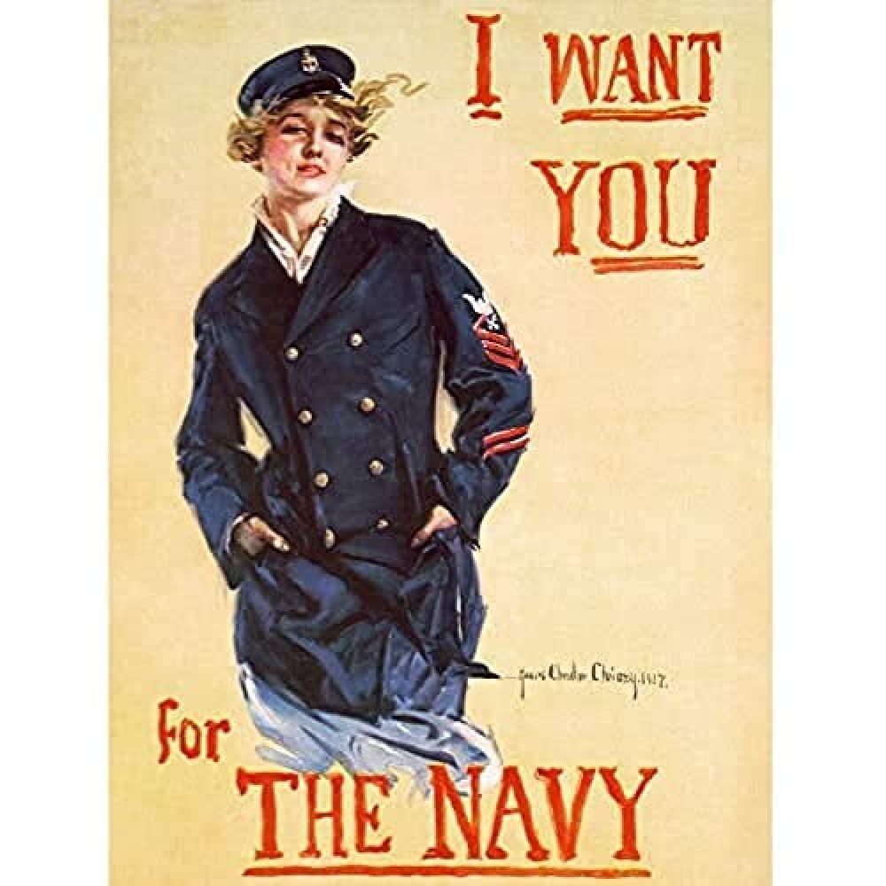 Christy WWI War US Navy Enlist Recruit Women Advert Art Print Canvas Premium Wall Decor Poster Mural
