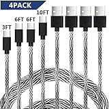 USB Type C Cable,Capkit 4Pack 3FT 6FT 6FT 10FT Nylon Braided USB A to USB C Charging Cord Fast Charger for Samsung Galaxy S8 Plus Note 8,LG G5 G6 V30,HTC 10,Nexus 5X/6P,Google Pixel XL