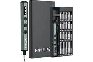 MYMULIKE 68pcs Electric Screwdriver Set, Mini Precision Screwdriver 3.7V Power Screwdriver- 64 S2 Magnetic Bits, 5 Torque Settings, 4 LED Lights, Repair Tool for Work Phone Camera Laptop Watch