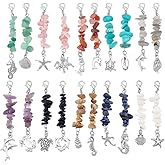 PH PandaHall 20pcs Natural Gemstone Chips Pendant Decoration Stone Bead Keychain Charms with Lobster Clasps Alloy Sea Animal Pendant Keychain for Bag Jewelry Keychains Ornament Decor