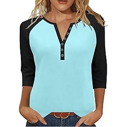 Womens 3/4 Sleeve Tops and Blouses Plus Size