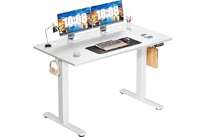Sweetcrispy Electric Standing Desk Adjustable Height, 55 x 24 inch Sit Stand Up Desk, Ergonomic Home Office Table Computer Workstation Rising Gaming Work Desk, White