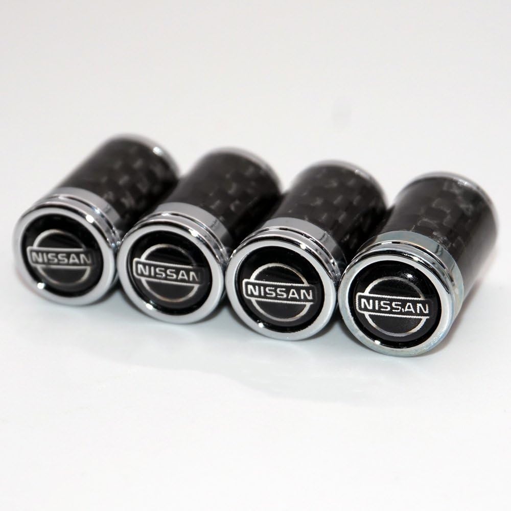 US85 Nissan Logo Emblem Auto Car Wheel Tire Air Valve Caps Stem Cover Accessories Decoration Birthday Gift (Carbon Fiber)