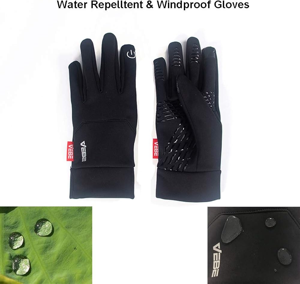 VEBE Lightweight Winter Gloves Touch Screen Cold Weather Running Gloves Waterproof & Windproof Driving Biking Cycling Workout Gloves for Men & Women : Clothing